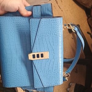 Blue Crocodile-Embossed Women's Bag